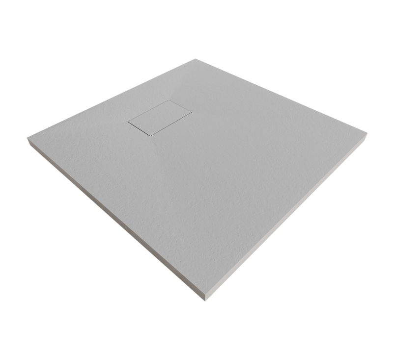 Receveur De Douche Baya 80x80 Cm Gris Extra-plat Aspect Pierre + Bonde