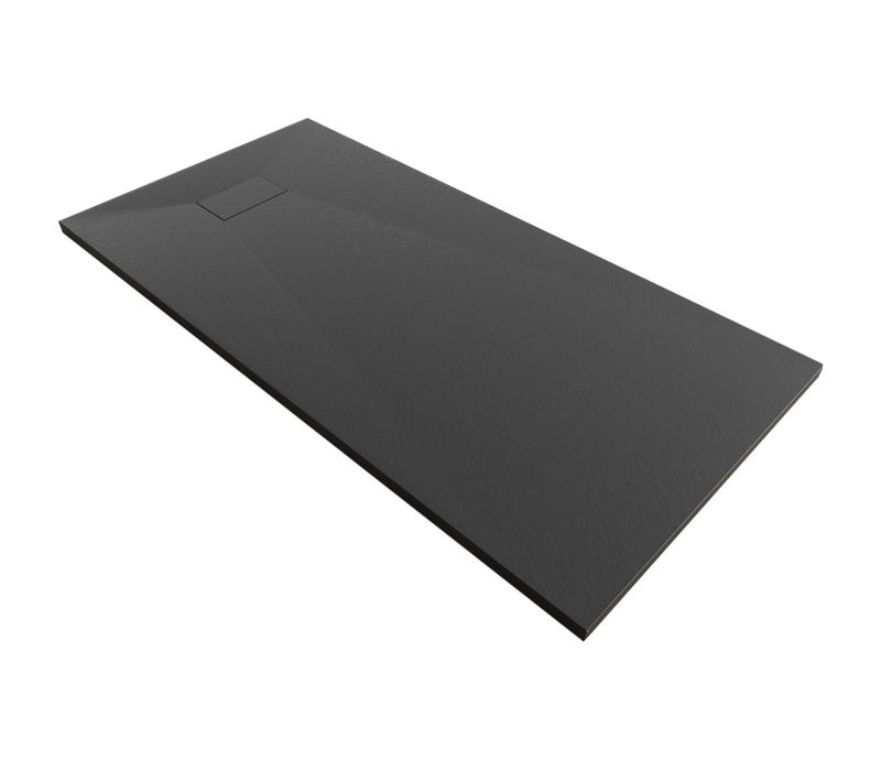Receveur De Douche Baya 80x160 Cm Noir Extra-plat Aspect Pierre + Bonde