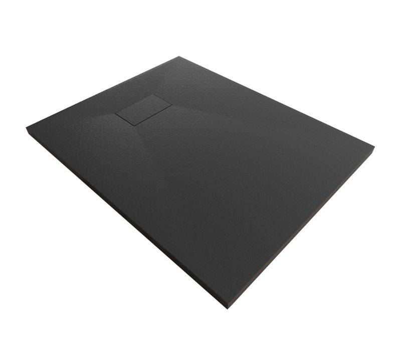 Receveur De Douche Baya 90x160 Cm Noir Extra-plat Aspect Pierre + Bonde