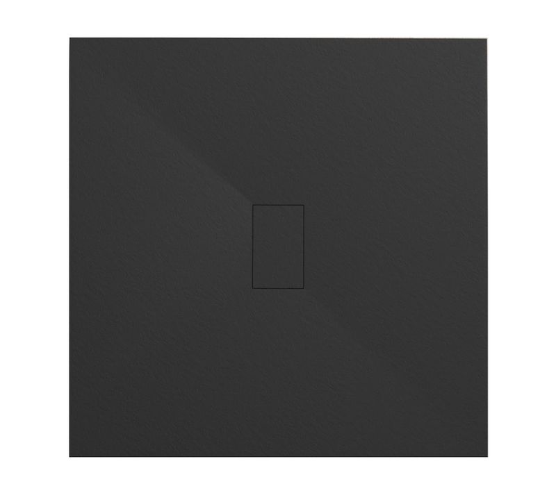 Receveur De Douche Baya 100x100 Cm Noir Extra-plat Aspect Pierre + Bonde Centrale