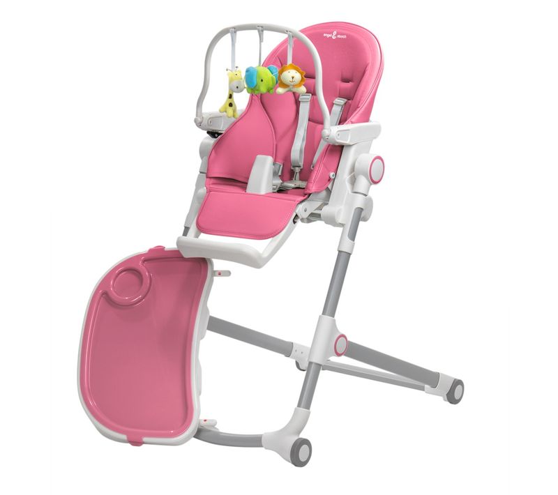 Hugo Chaise Haute Pliable Et Inclinable + Arche De Jeux Rose