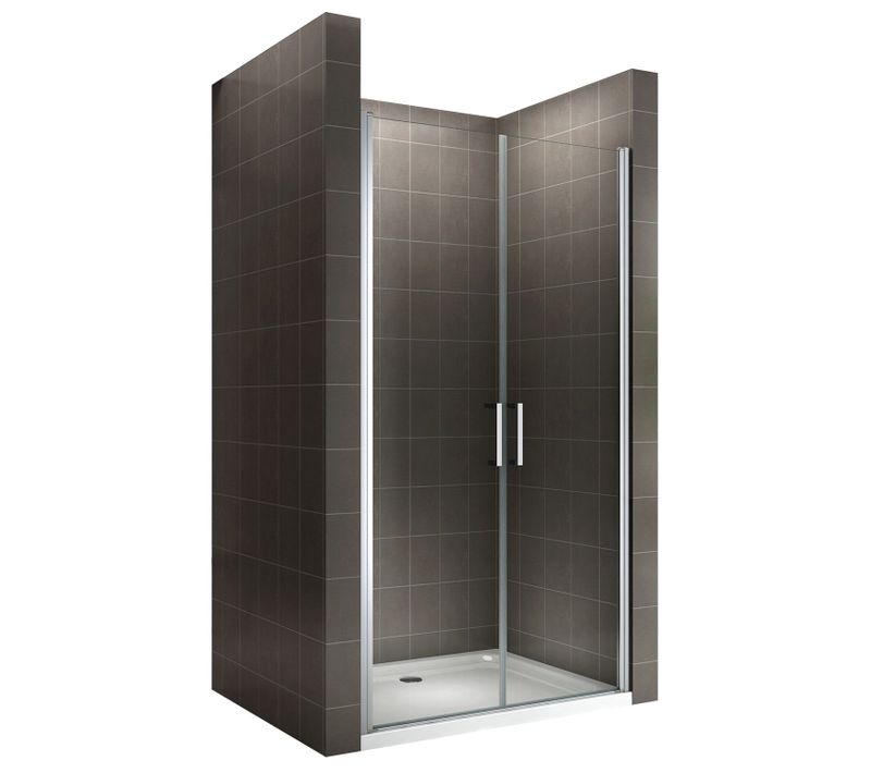 Porte De Douche H180 Largeur 77-80 Cm Verre Transparent 2 Portes Battantes, Modèle Kaya