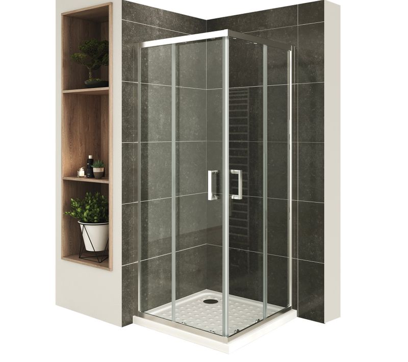 Cabine De Douche H185 80x90cm +receveur Verre Transparent Portes Coulissantes Lana+