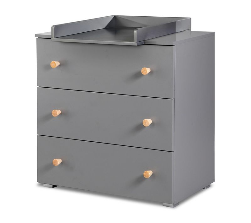Pauline Commode Bébé Avec Plan à Langer Amovible Gris / Bois