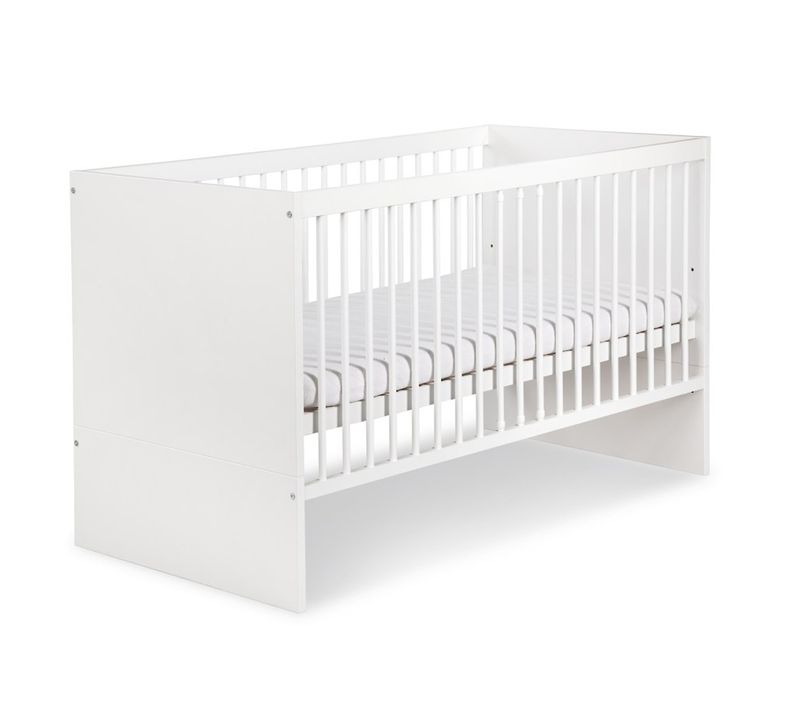 Dalia Lit Bébé Enfant Avec Barreaux Amovibles Et Sommier Réglable Blanc 120x60