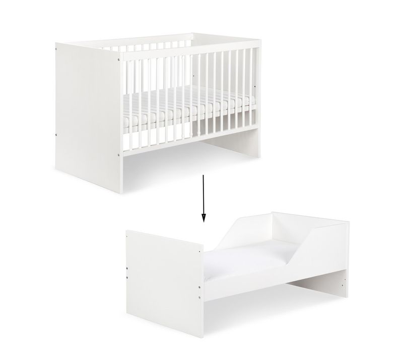 Dalia Lit évolutif Bébé Convertible En Lit Enfant Blanc 140x70