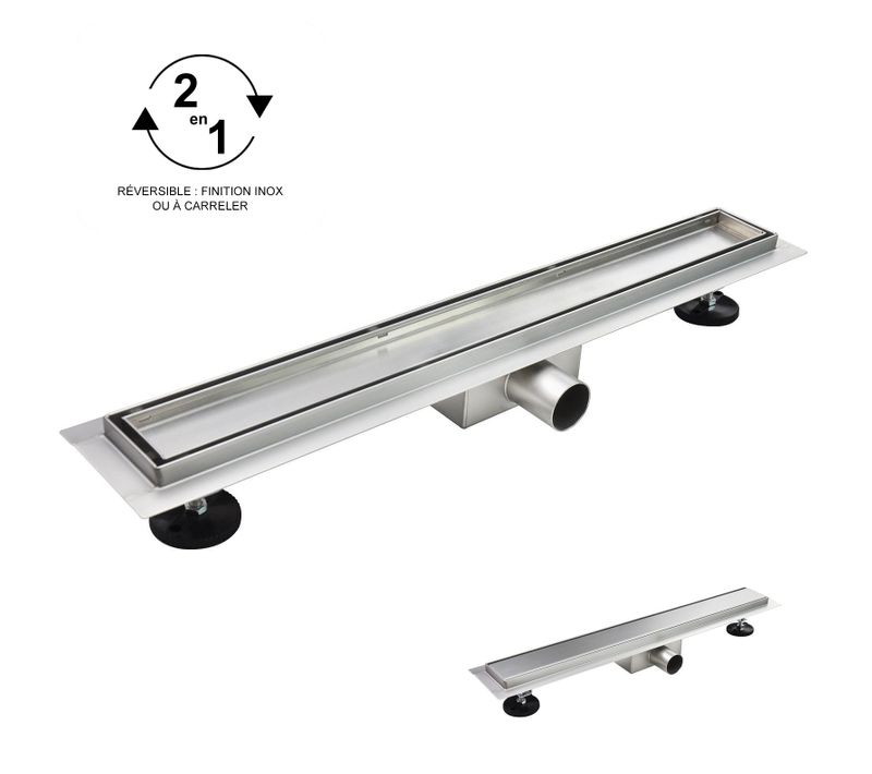 Caniveau De Douche 2en1 à Encastrer L.90 Cm, à Carreler Ou Inox, Drainage 36l/min - Celo