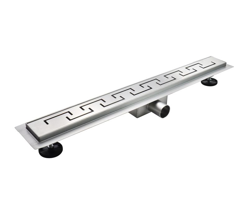 Caniveau De Douche Motif Grec L.120 Cm Inox, Débit 36l/min, Anti-odeurs + Filtres -grea