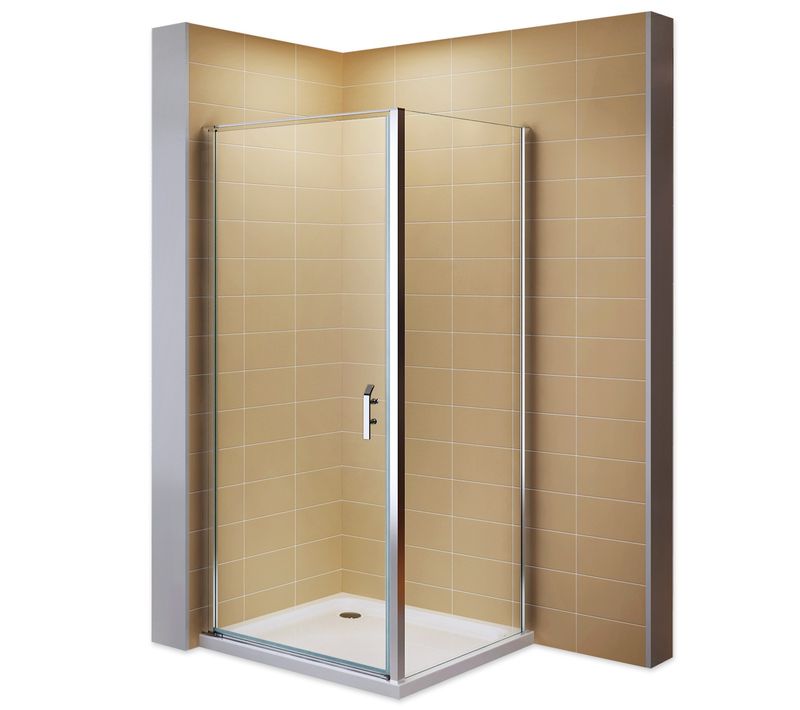 Cabine De Douche H195 100x80cm+receveur (porte 100) Verre 8 Mm Transparent Pivotante Niky