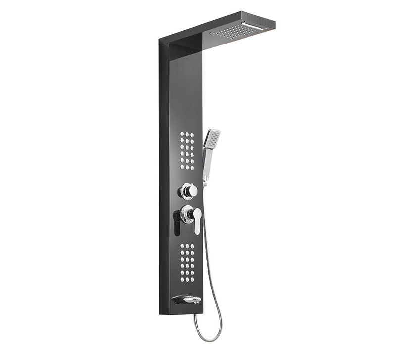 Colonne De Douche Hydromassante 4 Jets + 1 Robinet Noir - Luly