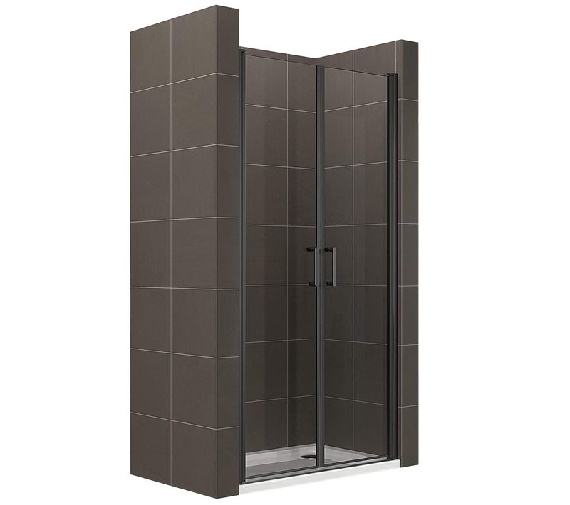 Porte De Douche Noir H190 Largeur 97-100 Cm Verre Transparent 6 Mm, Portes Battantes Kimiblack