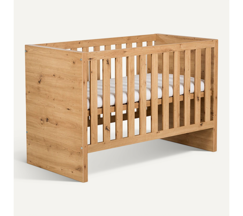 Amelia Lit Bébé évolutif Avec Barrière De Sécurité 120x60 Chêne