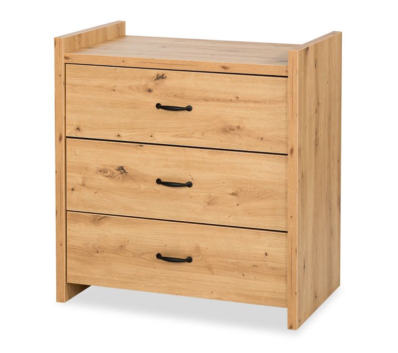 Amelia Commode Bébé Avec Plan À Langer Amovible Et 3 Tiroirs Chêne