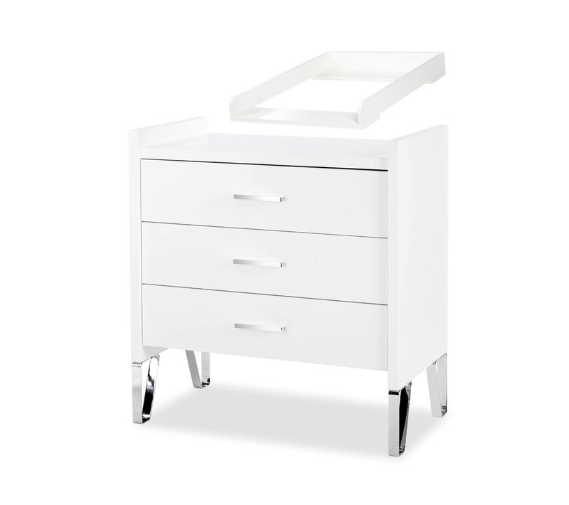 Blanka Commode Enfant Avec Pieds Métal Et Plan À Langer Amovible Blanc