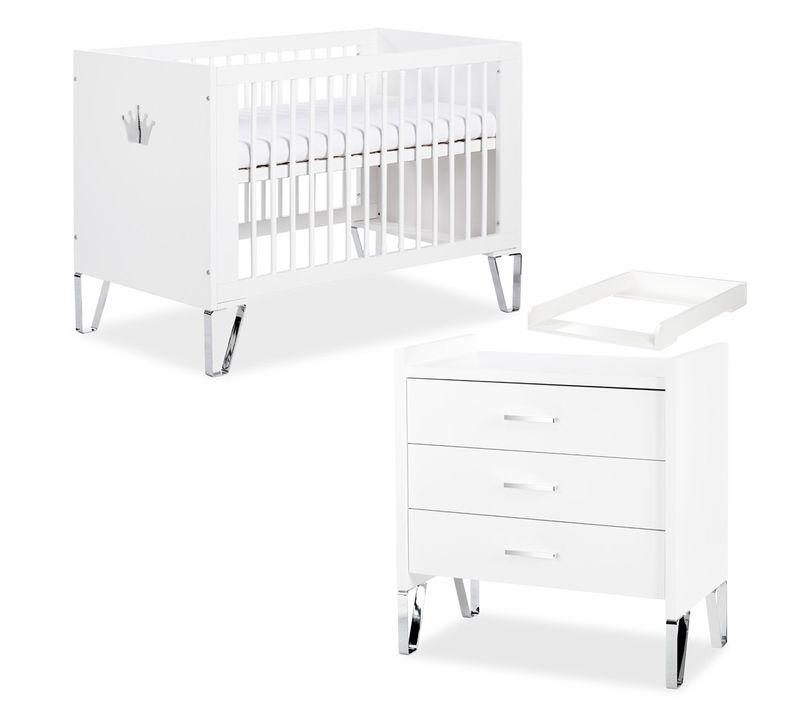 Blanka Chambre Bébé Lit évolutif Et Commode Avec Plan à Langer 120x60 Blanc