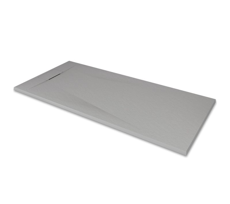 Receveur De Douche Polar 90x160 Cm Gris Effet Pierre Extra-plat Antidérapant + Bonde