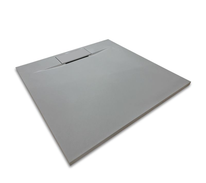 Receveur De Douche Polar 80x100 Cm Gris Effet Pierre Extra-plat Antidérapant + Bonde