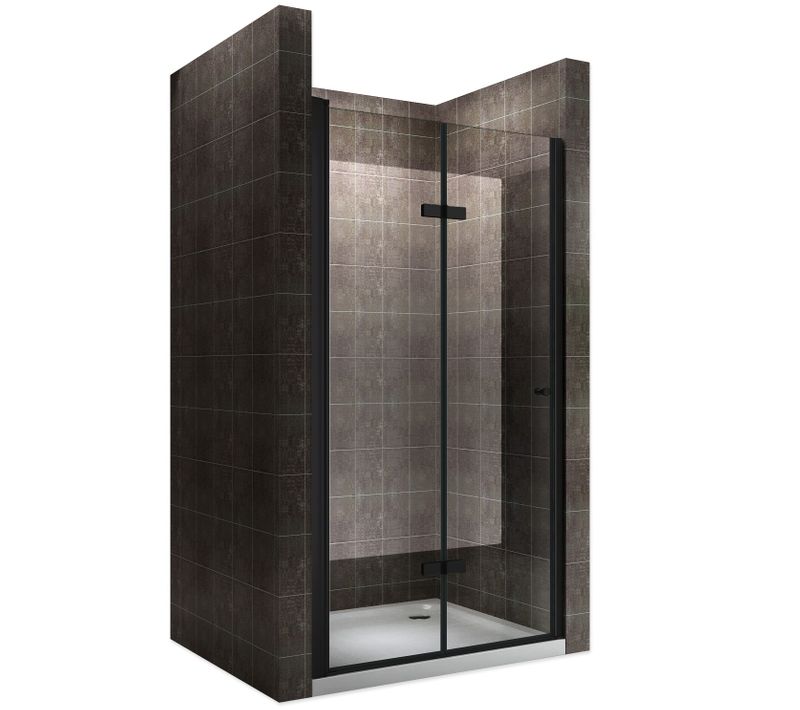 Porte De Douche H195 Noir Largeur 88-92 Cm Verre Transparent Porte Pliante Monablack