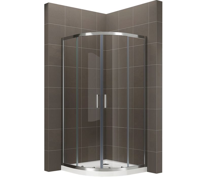 Cabine De Douche H190 90x90cm+receveur 1/4 De Cercle Coulissante Transparente Tiby