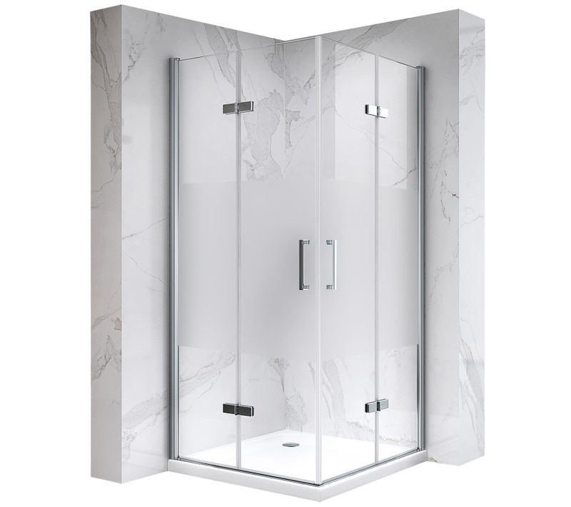 Cabine De Douche Atéa H180 100x100cm Verre Semi-opaque 2 Portes Pliantes Pivotantes (sans Receveur)