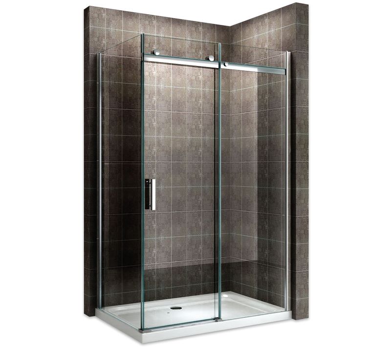 Paroi De Douche D'angle 95x100cm (porte 100) Alixa Porte Coulissante H200 Cm Verre Transparent 8 Mm