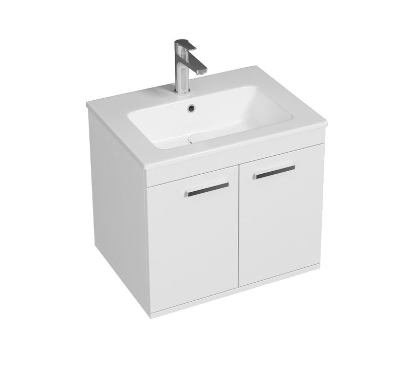 Meuble 1 Vasque Encastrée 60 Cm 2 Portes Blanc Salle De Bain - Rubite