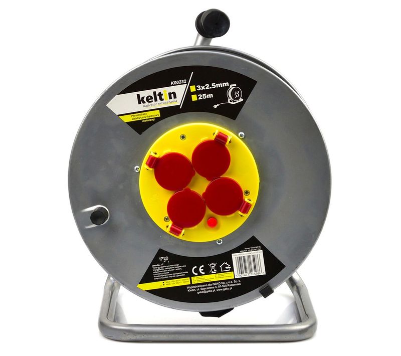 Enrouleur électrique 4 Prises 16 A Ip20 Câble H05vv-f 3g 2,5 Mm² 25 M