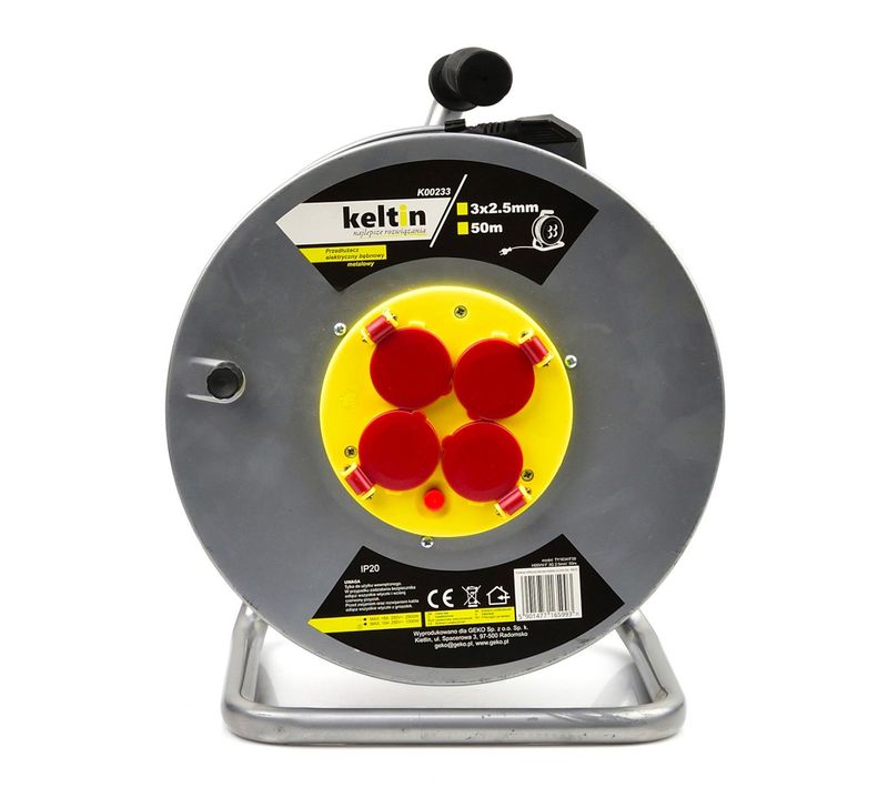 Enrouleur électrique 4 Prises 16 A Ip20 Câble H05vv-f 3g 2,5 Mm² 50 M