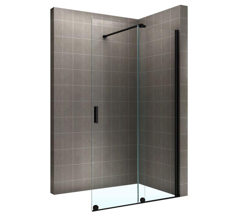 Paroi De Douche Italienne Noir 120 X 200 Cm Coulissante Verre 8 Mm Transparent Napoliblack