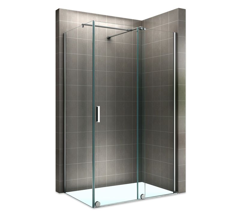 Paroi De Douche D'angle 80x180cm (porte 180) Porte Coulissante Verre 8 Mm Transparent H200 Cm Napoli