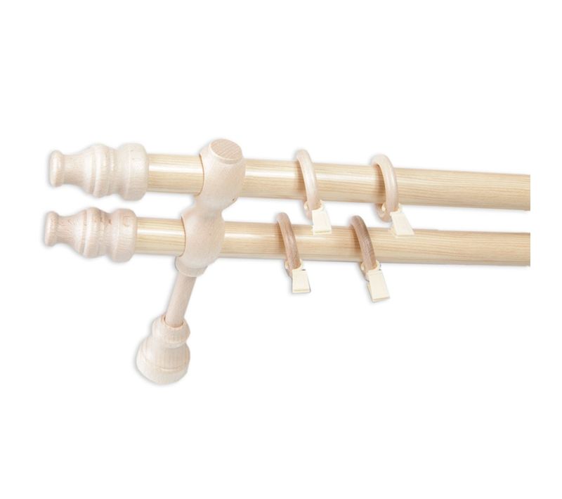 Cris Tringle À Rideau En Bois D. 28 Mm Avec Supports Pin Double 120 Cm