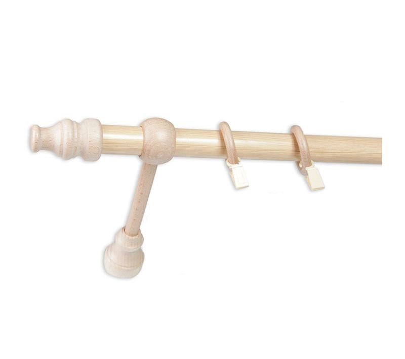Cris Tringle À Rideau En Bois D. 28 Mm Avec Supports Pin Simple 220 Cm