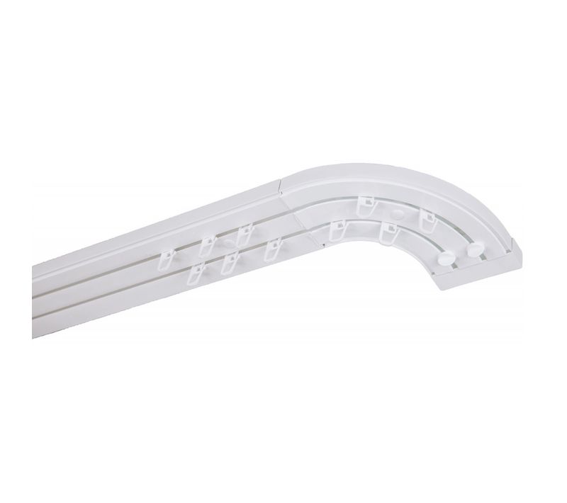 Simi Rail De Plafond Tringle En Pvc Pour Rideaux à Crochets Blanc Double Rail Courbé 300 Cm