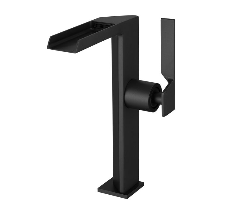 Robinet Mitigeur Haut Avec Bec Cascade Ouvert Cezio XL Chrome Noir Mat