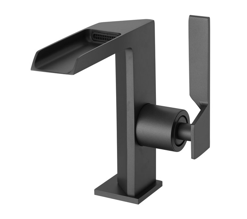 Robinet Mitigeur Bec Cascade Ouvert Cezio Chrome Gris Mat