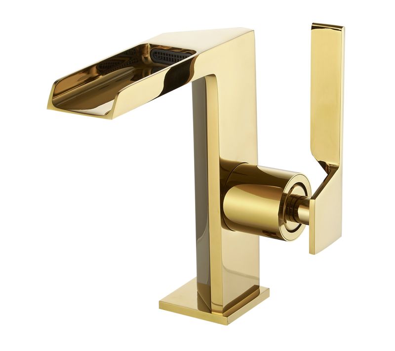 Robinet Mitigeur Bec Cascade Ouvert Cezio Chrome Or Brillant