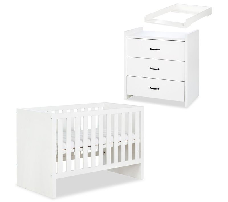 Amelia Ensemble Bébé Commode à Langer Et Lit évolutif 120x60 Blanc