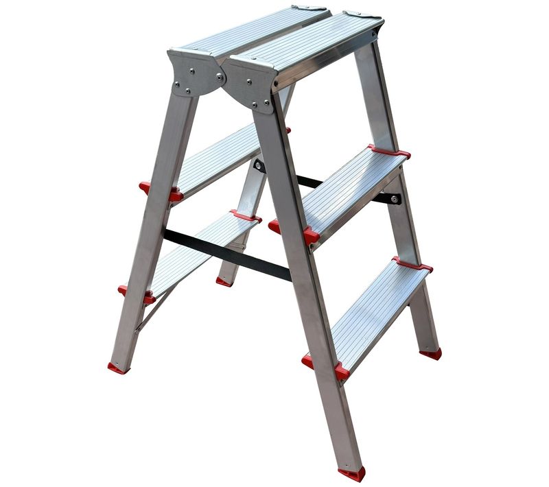 Mtra Escabeau Double Marchepied En Aluminium 3 Marches