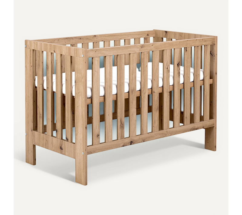 Amelia Ii Lit Bébé évolutif Avec Barrière De Sécurité Chêne Avec Tiroir
