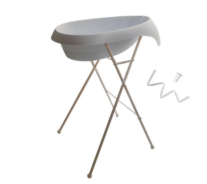 Teggi Baignoire Ergonomique Bébé Avec Thermomètre    Gris   + Pied + Tuyau