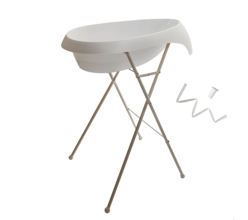 Teggi Baignoire Ergonomique Bébé Avec Thermomètre    Blanc   + Pied + Tuyau