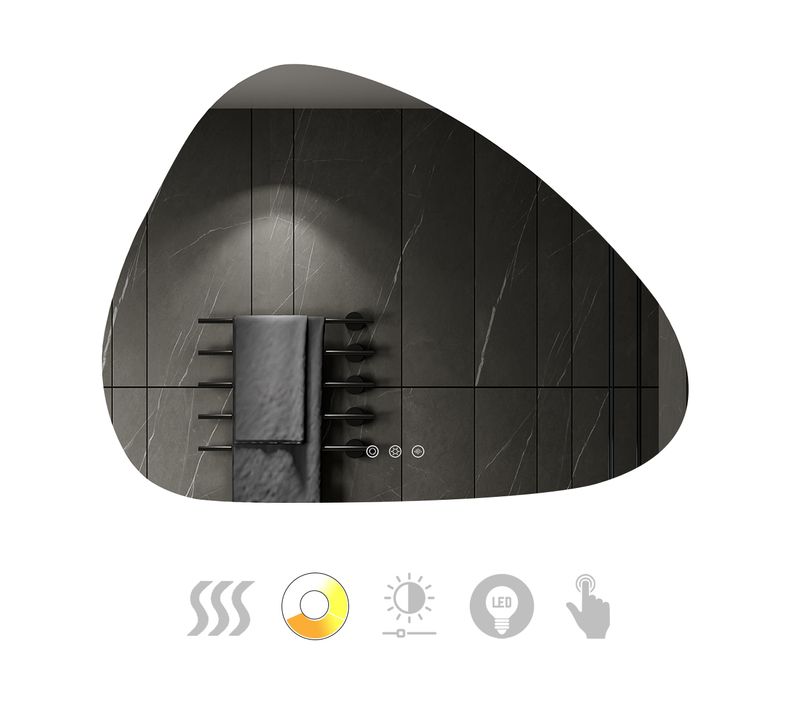 Miroir Galet Lumineux LED Galeo 60 X 80 Cm Antibuée, Intensité Et Couleurs Réglables Salle De Bain