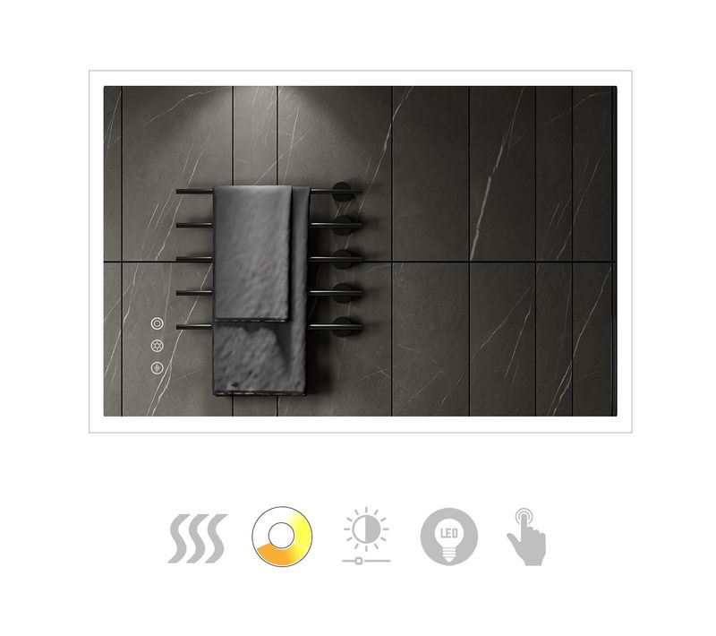 Miroir Lumineux LED Temeo 80 X 120 Cm (2100 Lms) Antibuée + Intensité Et Couleur Réglables