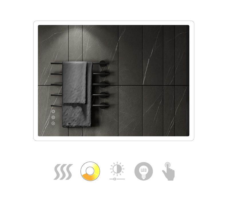 Miroir Lumineux LED Boleo 90 X 120 Cm Antibuée + Intensité Et Couleur Réglables Salle De Bain