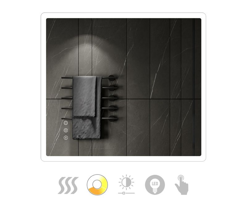 Miroir Lumineux LED Boleo 90 X 100 Cm Antibuée + Intensité Et Couleur Réglables Salle De Bain