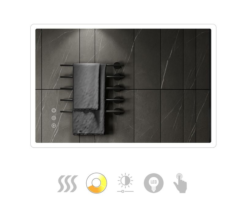Miroir Lumineux LED Boleo 80 X 120 Cm Antibuée + Intensité Et Couleur Réglables Salle De Bain