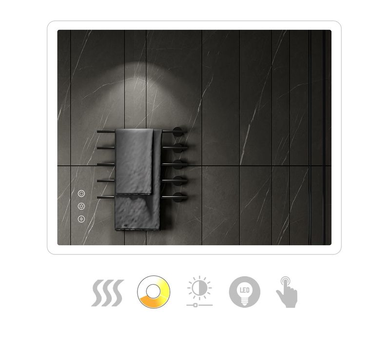 Miroir Lumineux LED Boleo 80 X 100 Cm Antibuée + Intensité Et Couleur Réglables Salle De Bain