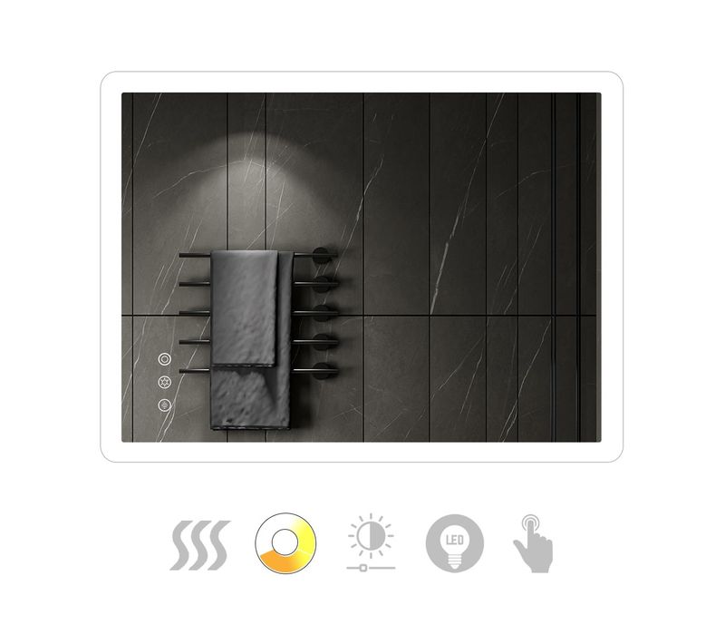 Miroir Lumineux LED Boleo 70 X 100 Cm Antibuée + Intensité Et Couleur Réglables Salle De Bain