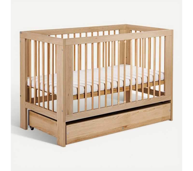 Olivia Lit Bébé À Barreaux 120x60 Sommier Réglable Bois Avec Tiroir