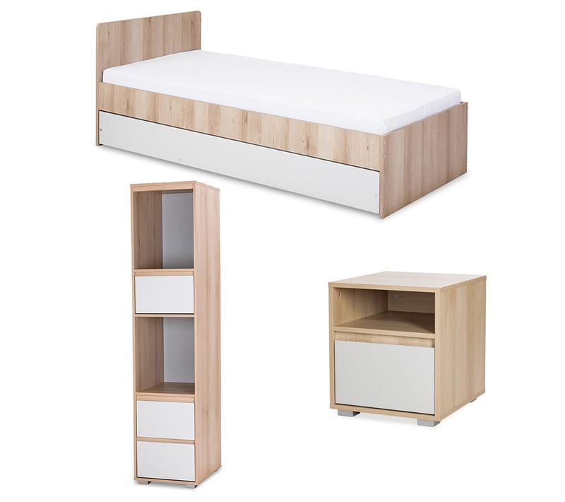 Dalia Chambre Enfant Adolescent Avec Lit, Chevet, Etagère Hêtre